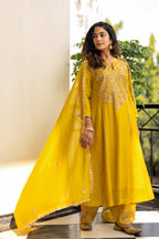 Lime mustard A-line Kurta Set