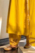 Lime mustard A-line Kurta Set