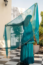 Teal Blue Sequinns Sharara set