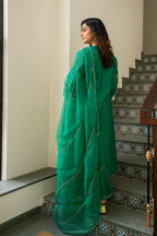 Green moti jaal A-line Kurta Set