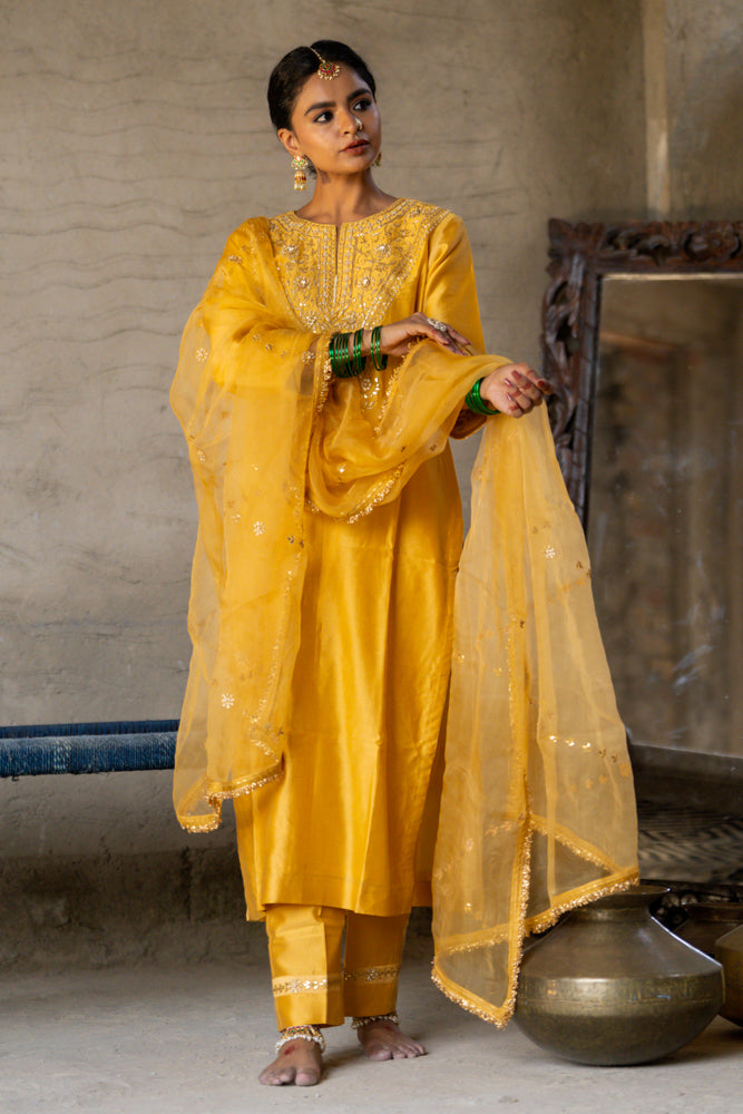 Mustard Yellow A-Line Suit Set