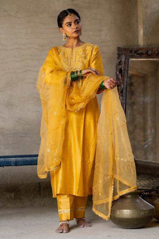 Mustard Yellow A-Line Suit Set