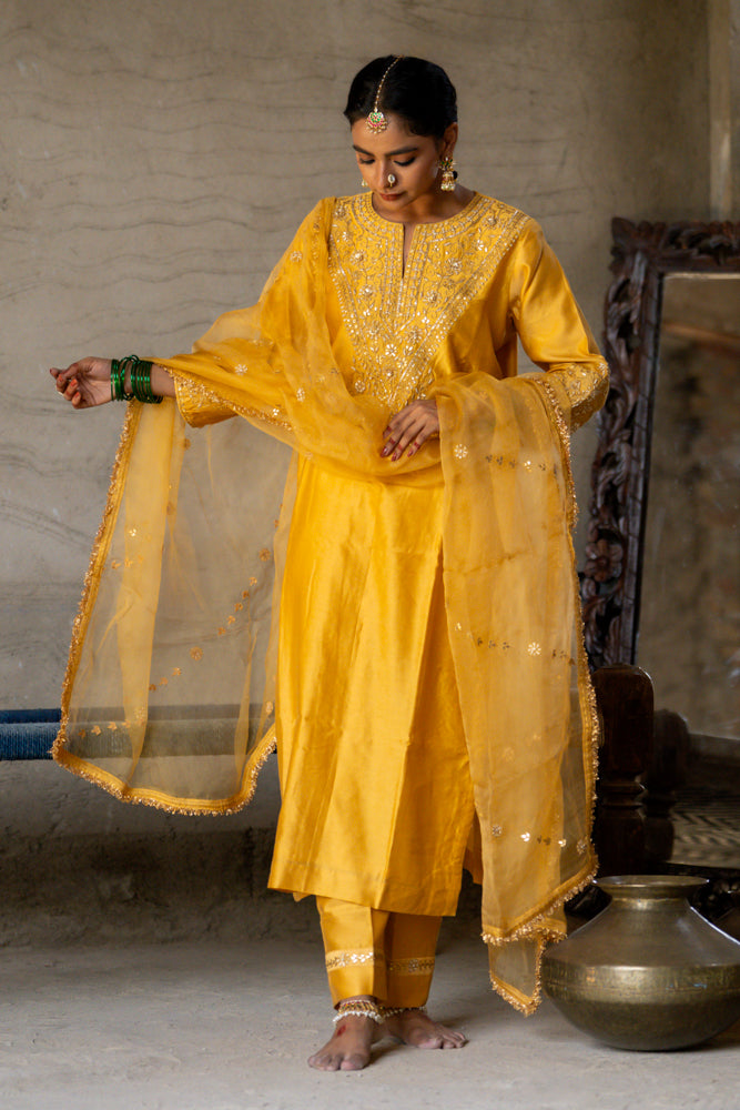 Mustard Yellow A-Line Suit Set