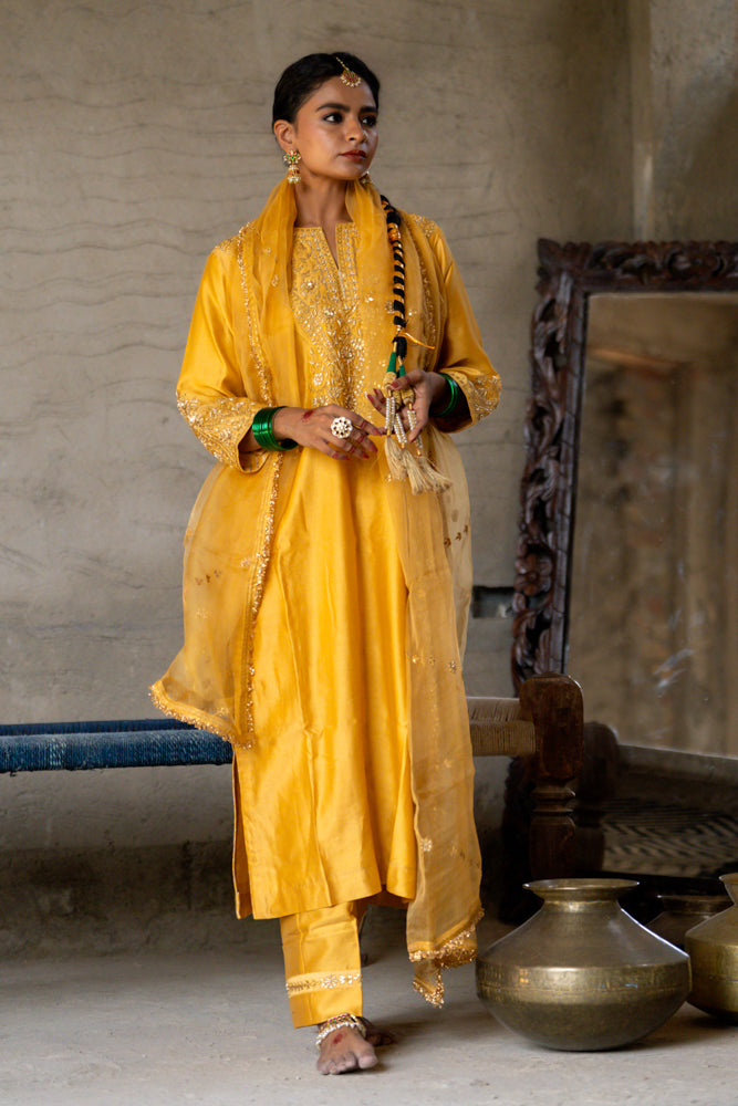Mustard Yellow A-Line Suit Set