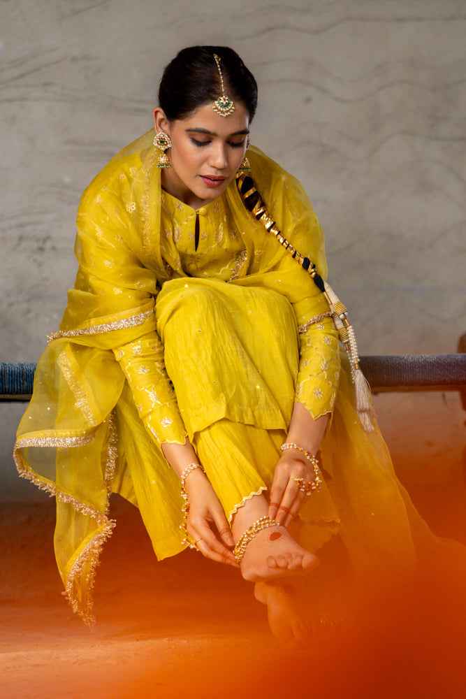 Mustard Yellow Anarkali Suit Set