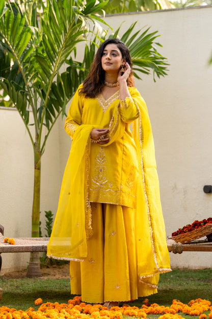 Lime mustard Boota Aari Sharara