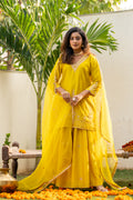 Lime mustard Boota Aari Sharara