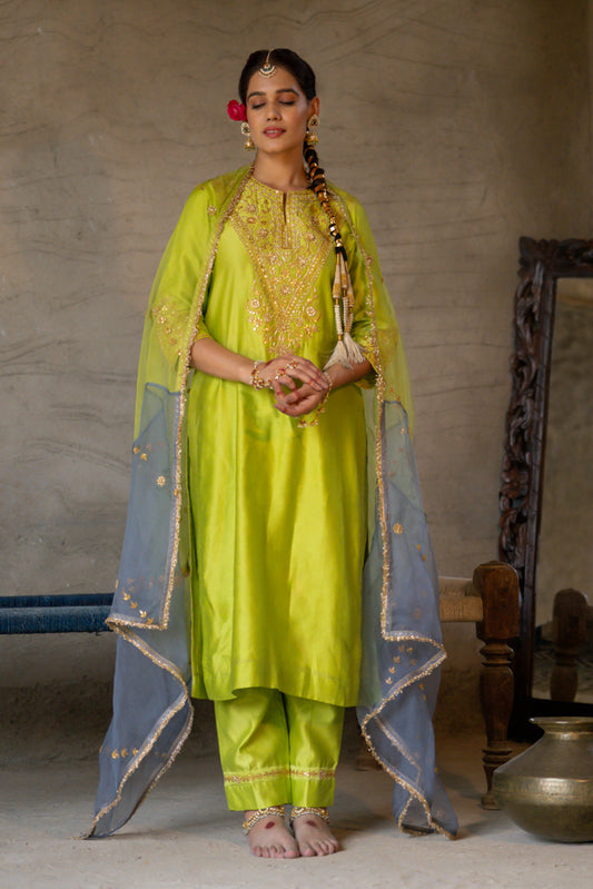 Neon Green A-Line Suit Set