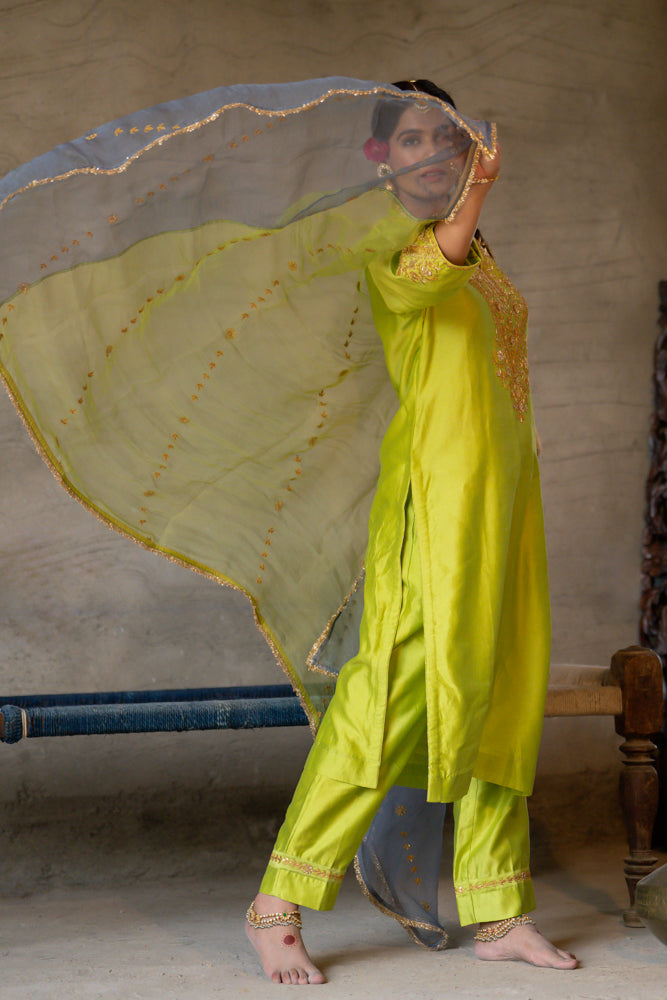 Neon Green A-Line Suit Set