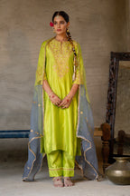 Neon Green Straight Kurta Set