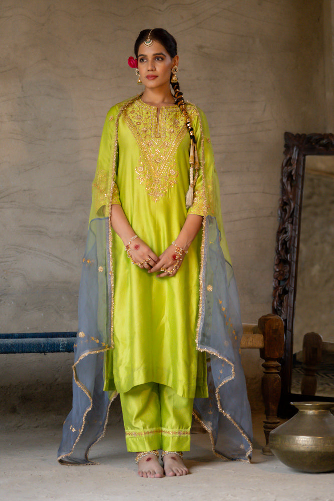 Neon Green A-Line Suit Set