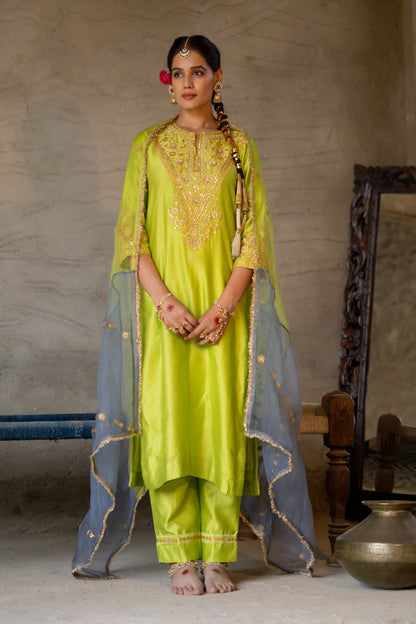 Neon Green A-Line Suit Set