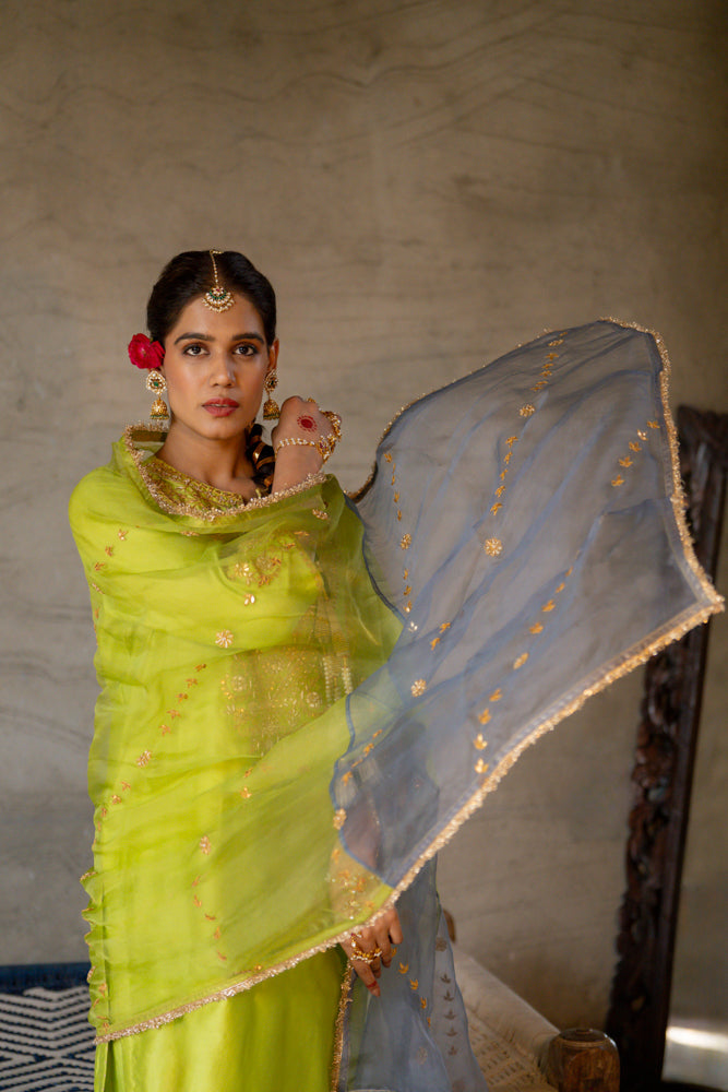 Neon Green Straight Kurta Set