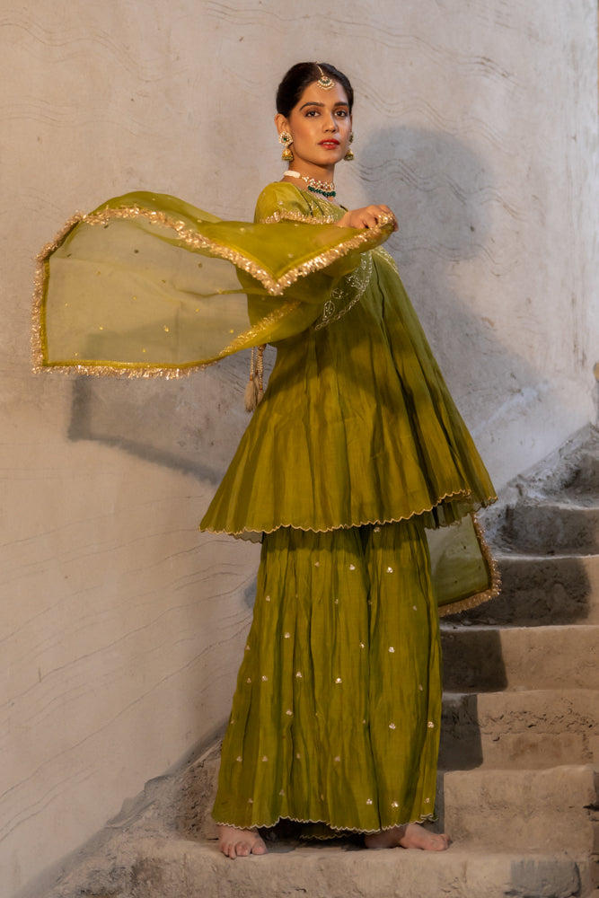 Neev Rani Henna Green Sharara Set