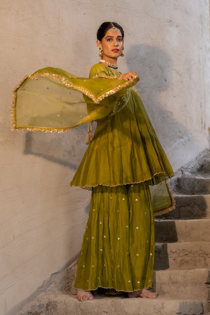 Neev Rani Henna Green Sharara Set