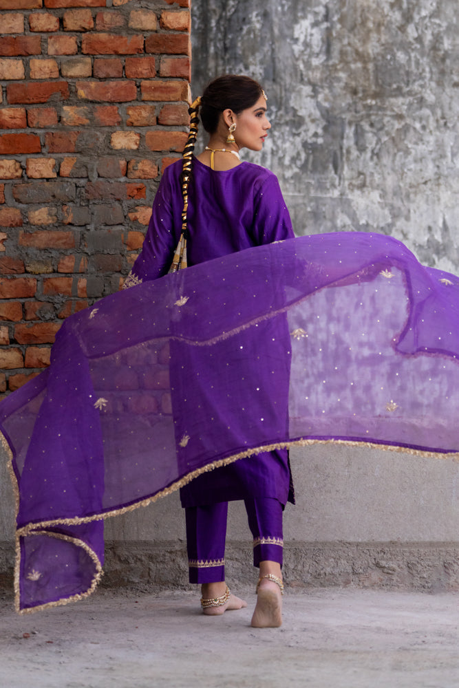 Purple Straight Kurta Set