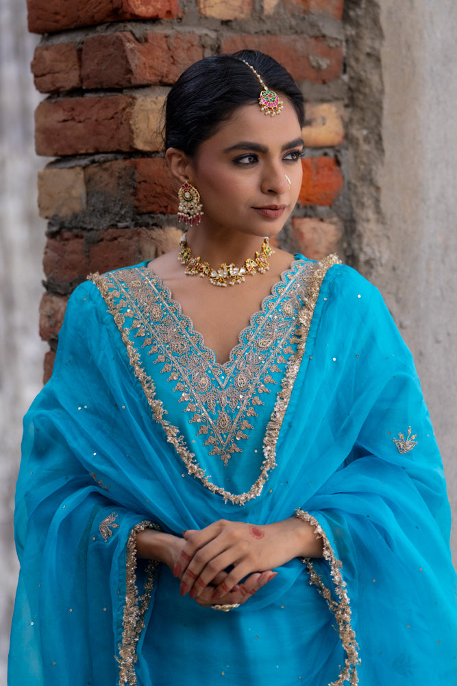 Sky Blue A-Line Suit Set