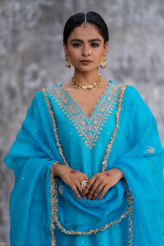 Sky Blue A-Line Suit Set