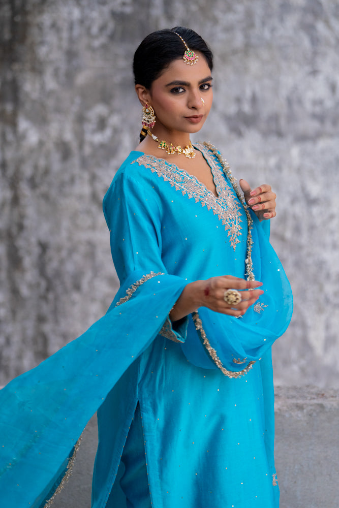 Sky Blue A-Line Suit Set