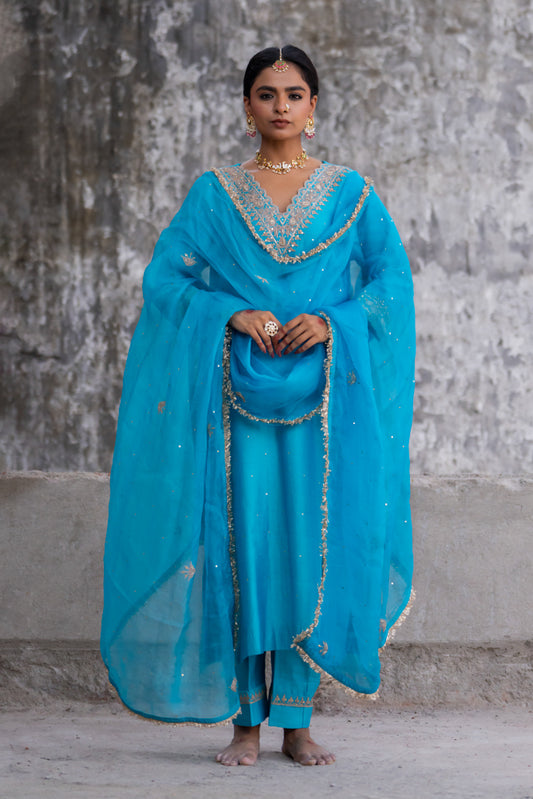 Sky Blue A-Line Suit Set