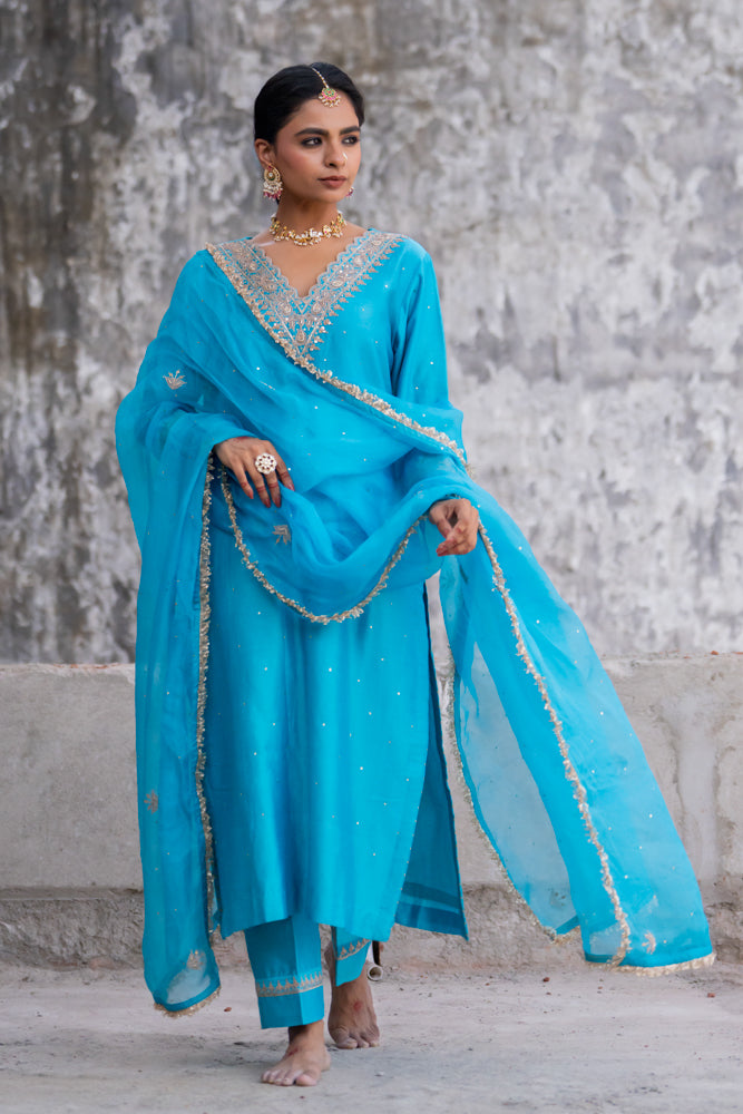Sky Blue A-Line Suit Set