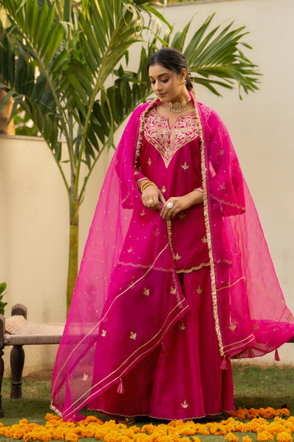 Pink moti daman sharara set