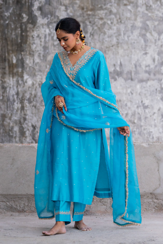 Sky Blue A-Line Suit Set