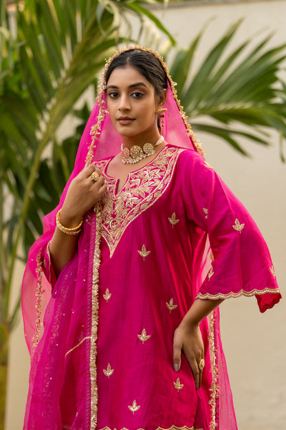 Pink moti daman sharara set