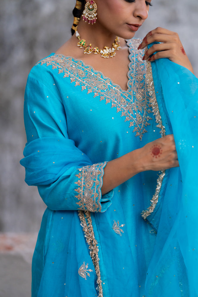 Firozi Straight Kurta Set
