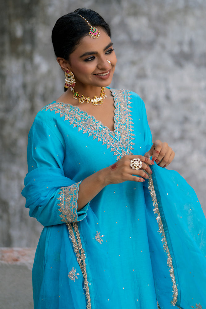 Firozi Straight Kurta Set