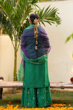Green Aari sequinns straight suit