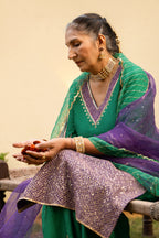 Green Aari sequinns straight suit