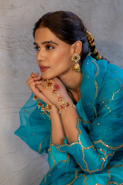 Aqua Gota Patti Jaal Work Suit Set
