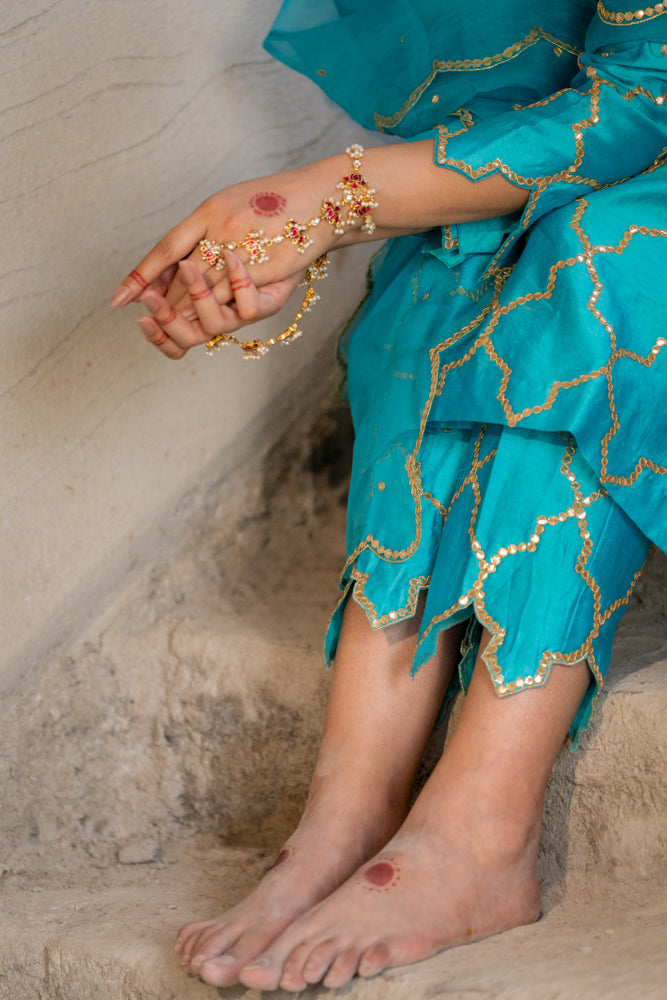 Aqua Gota Patti Jaal Work Suit Set