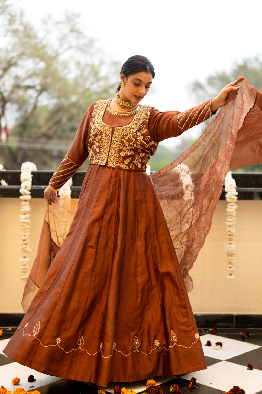 Brown anarkali set