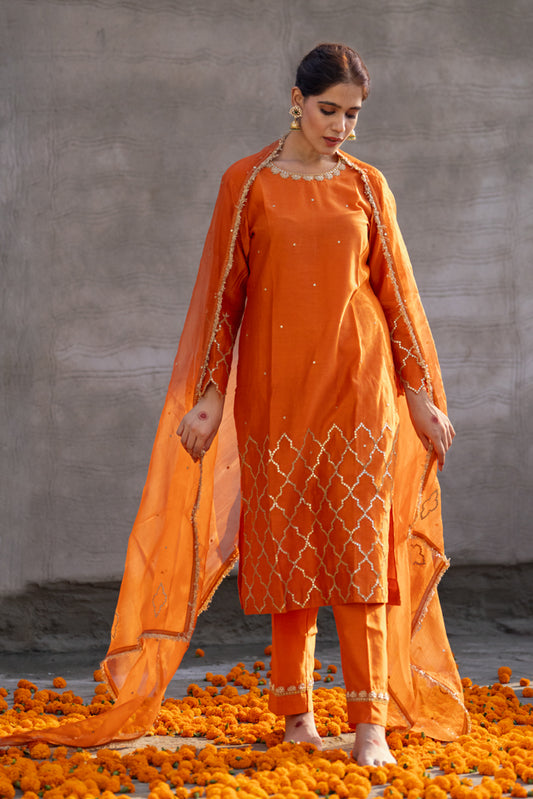 Neev Rust A-Line Suit Set