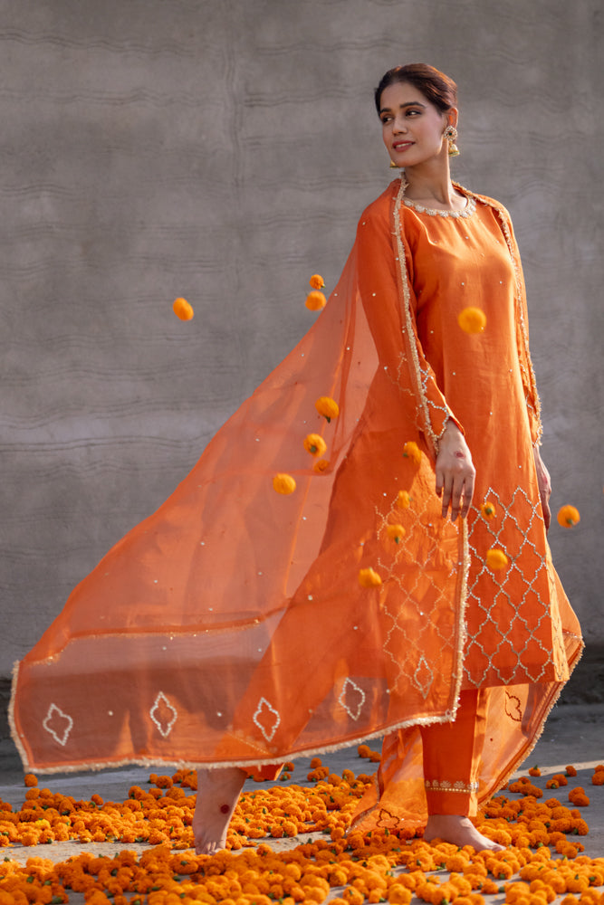 Neev Rust A-Line Suit Set