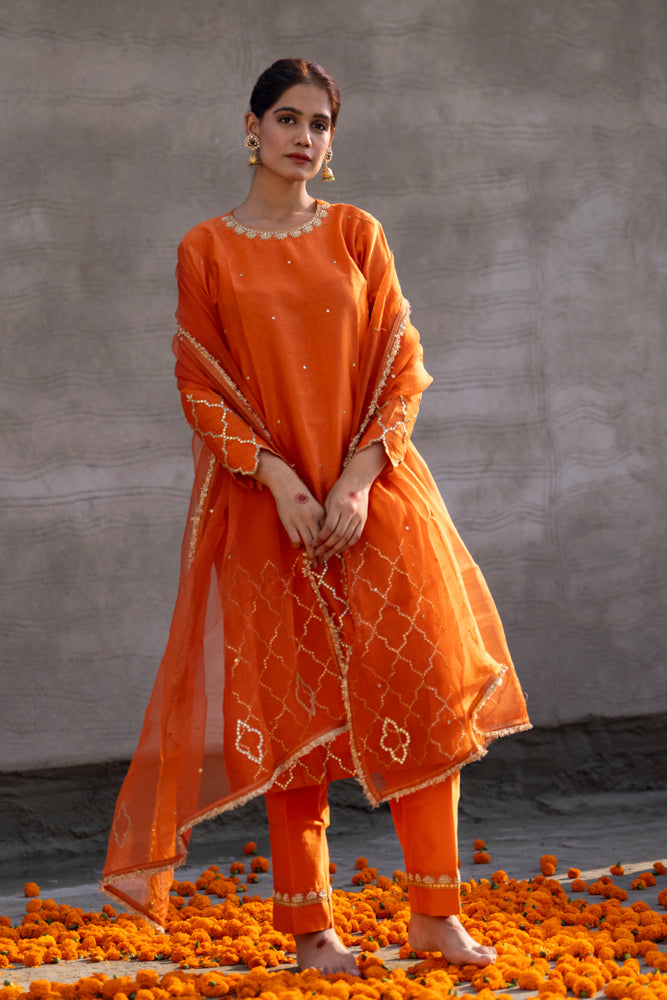 Neev Rust A-Line Suit Set