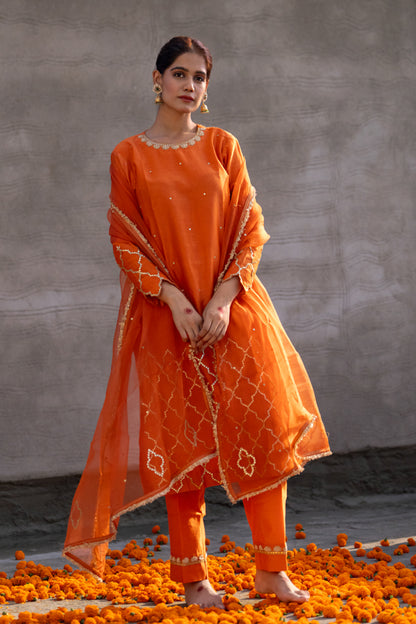 Neev Rust A-Line Suit Set