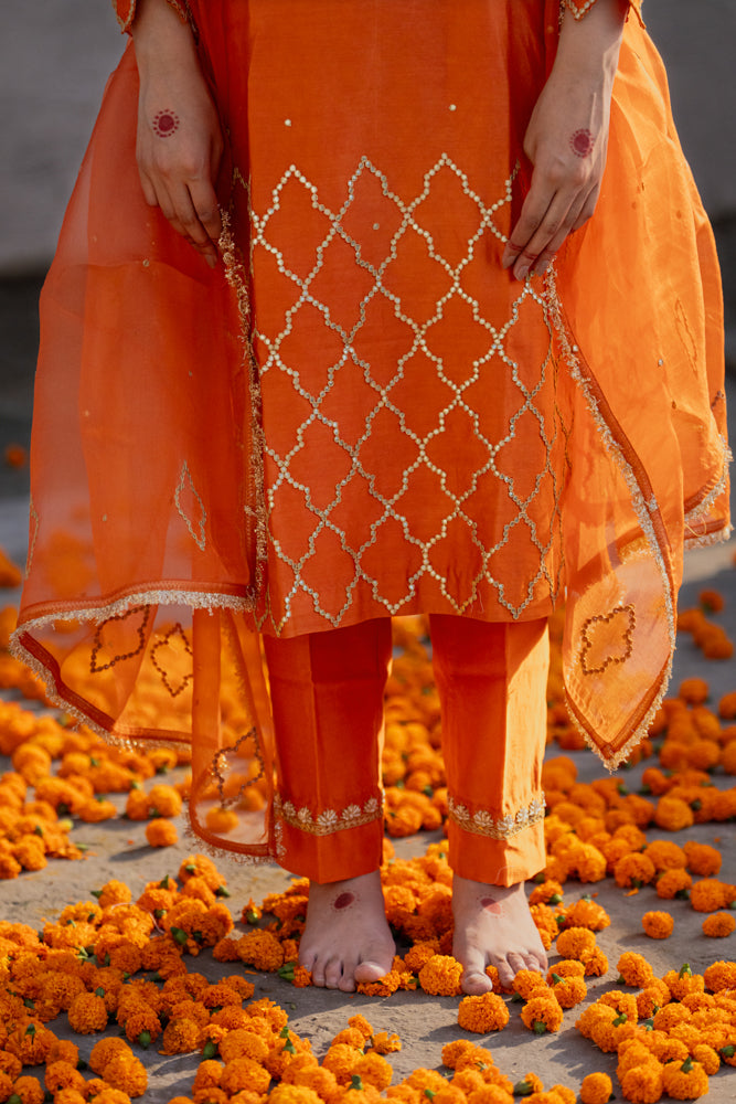 Rust Straight Kurta Set