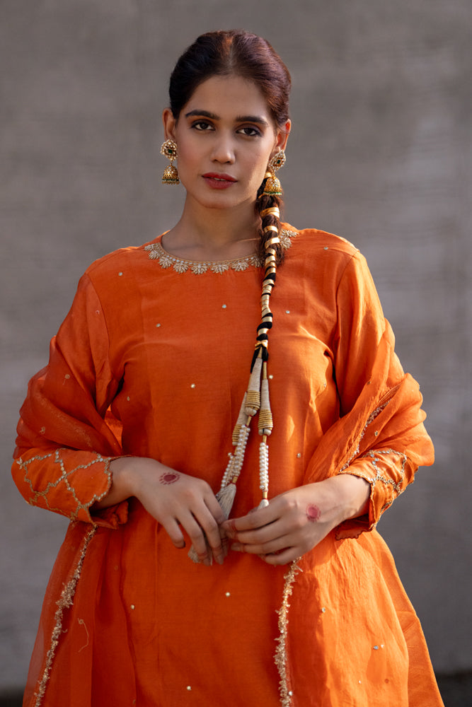 Rust Straight Kurta Set