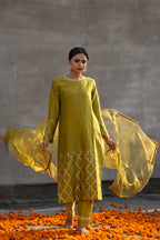 Olive Green Straight Kurta Set
