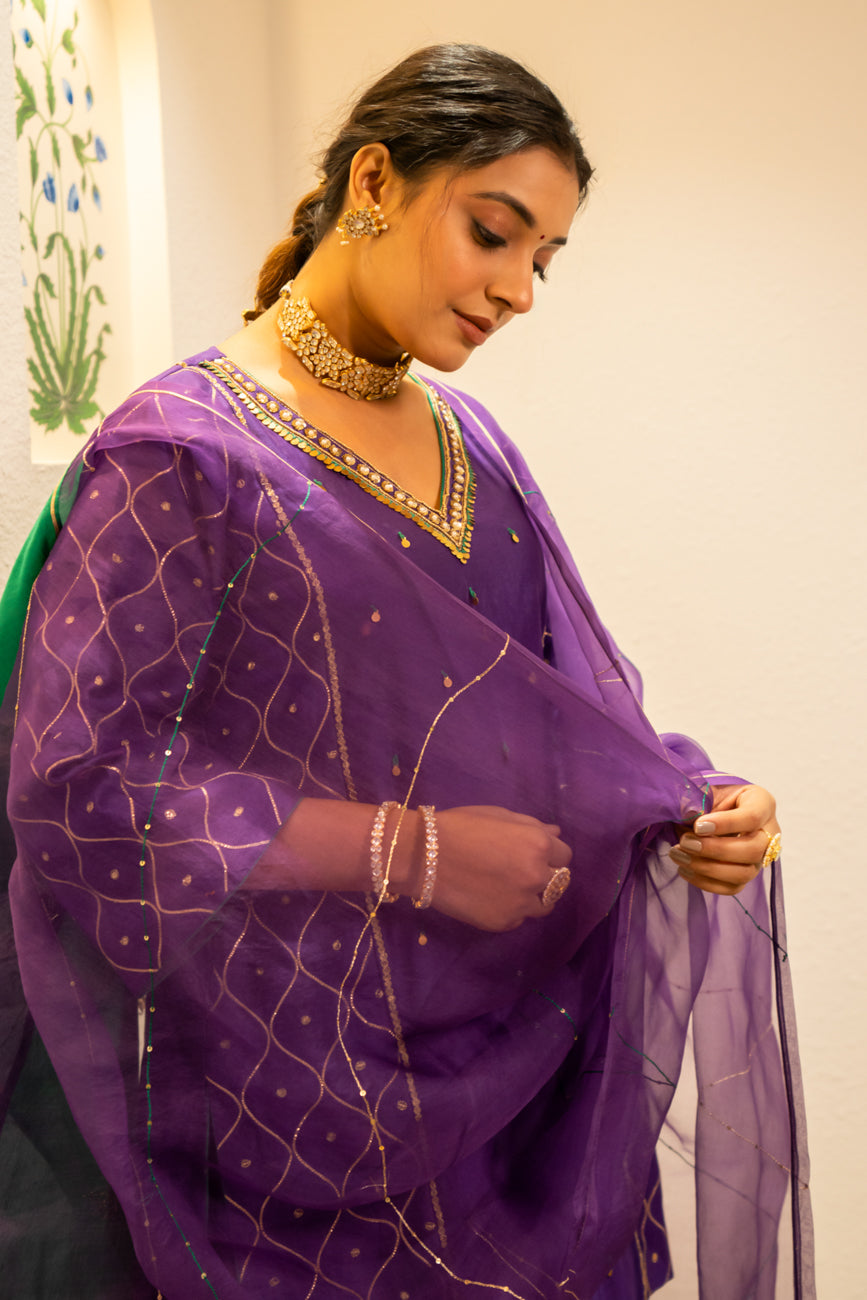 Purple metallic Sharara
