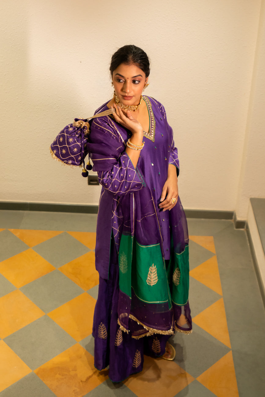 Purple metallic Sharara