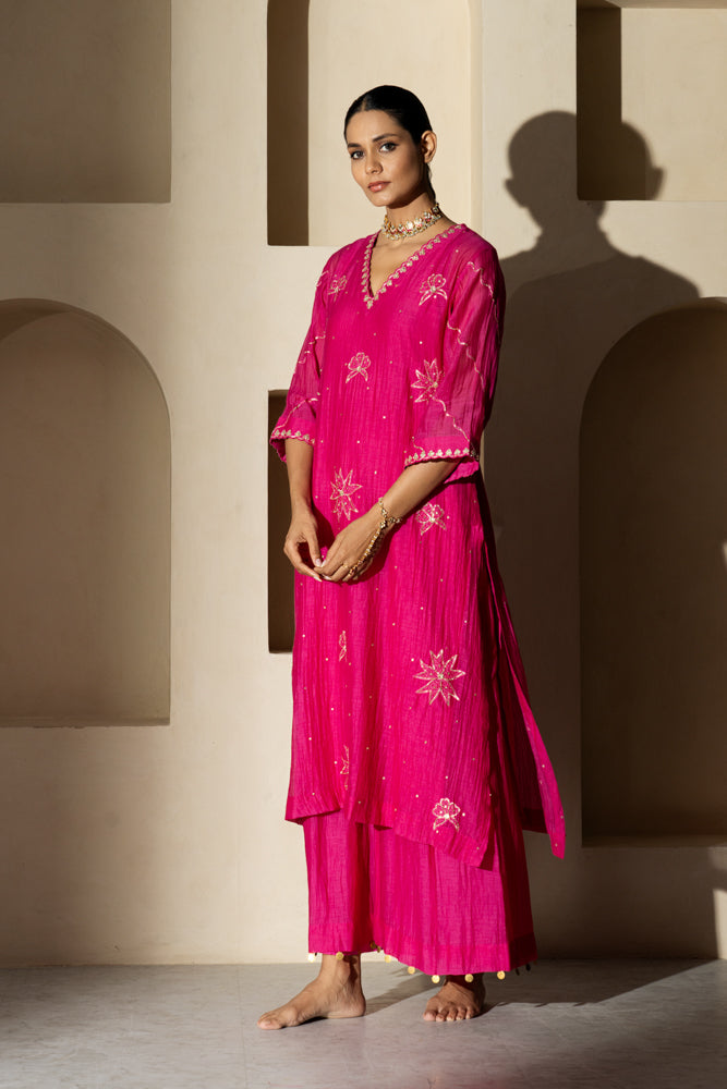 Rani Floral Motif Straight Kurta Set