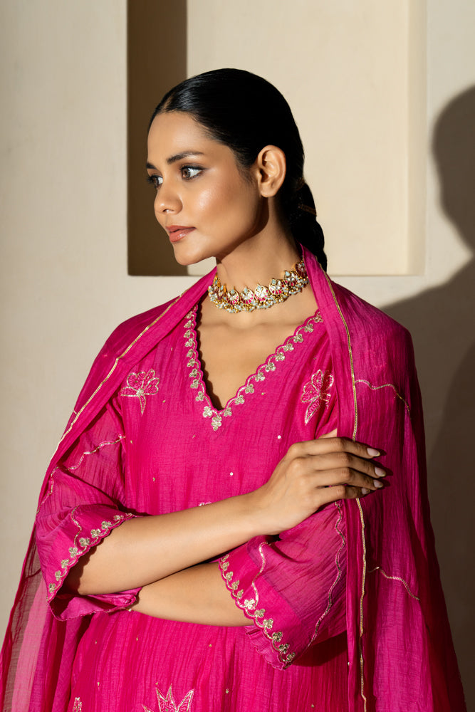 Rani Floral Motif Straight Kurta Set