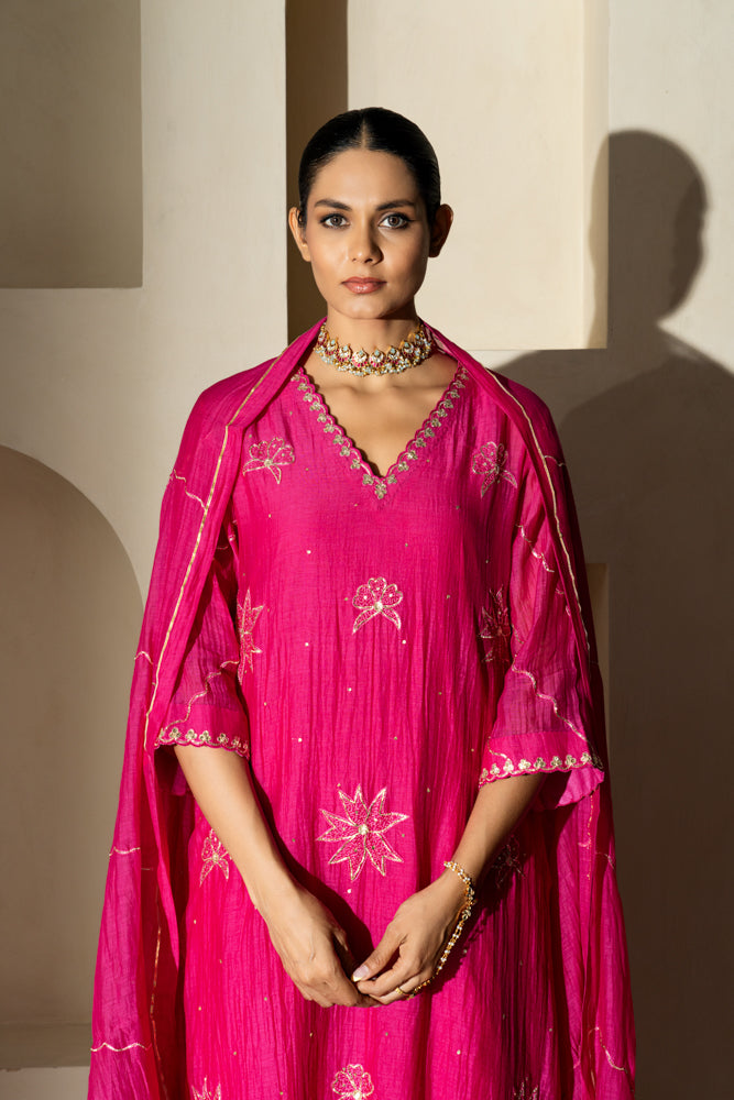 Rani Floral Motif Straight Kurta Set