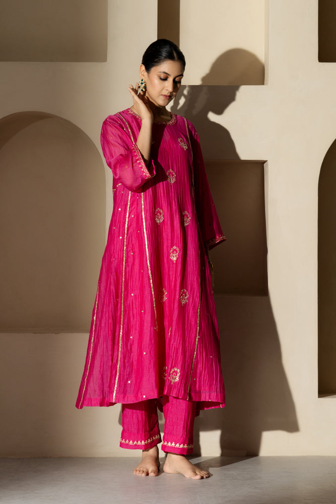 Rani Floral Boota A-line Kurta Set