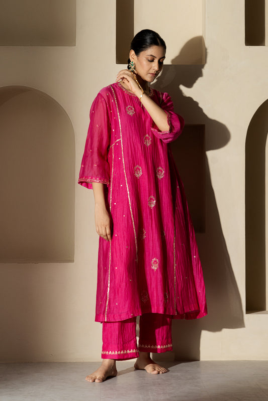 Rani Floral Boota A-line Kurta Set