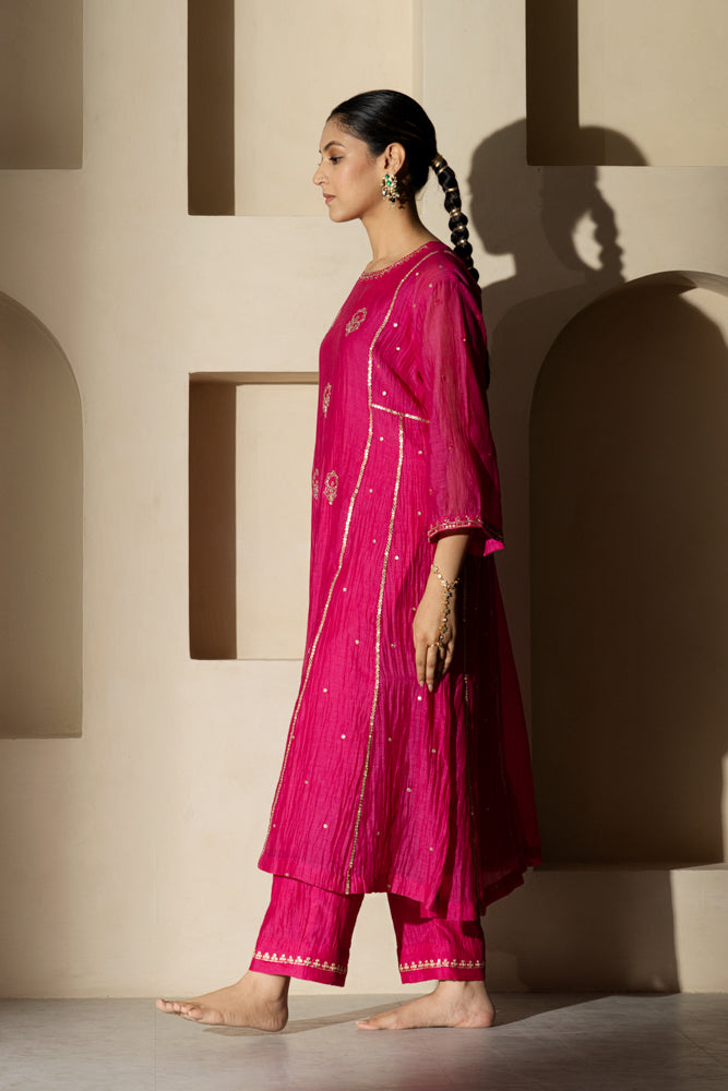 Rani Floral Boota A-line Kurta Set